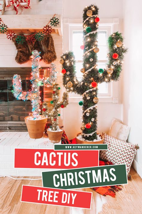 Cactus Christmas Tree, Christmas Tree Toppers Unique, Cactus Christmas Trees, Cactus Christmas, Diy Cactus, Diy Christmas Lights, Desserts Christmas, Christmas Tree Diy, Cactus Diy