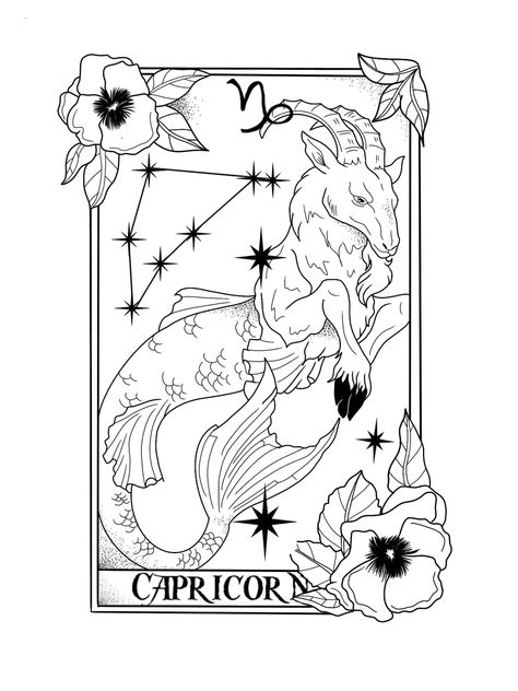 Starcodes Astro Oracle, Capricorn Tarot, Tarot Zodiac, Capricorn Art, Tarot Tattoo, Tarot Card Tattoo, Capricorn Tattoo, Witch Coloring Pages, Zodiac Tattoo