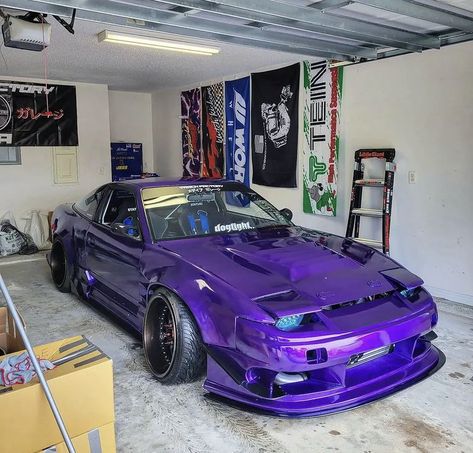 Modified Nissan 240SX Purple | blue head lights | Custom Nissan Purple Car, Nissan 240sx, Jdm, Nissan, Garage, Purple, On Instagram, Instagram