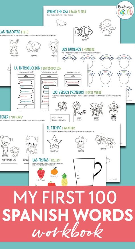 Spanish Club Activities, Spanish Words For Kids, Simple Spanish Words, Common Spanish Words, Beginner Spanish Lessons, Spanish Words For Beginners, Basic Spanish, Basic Spanish Words, Spanish Curriculum