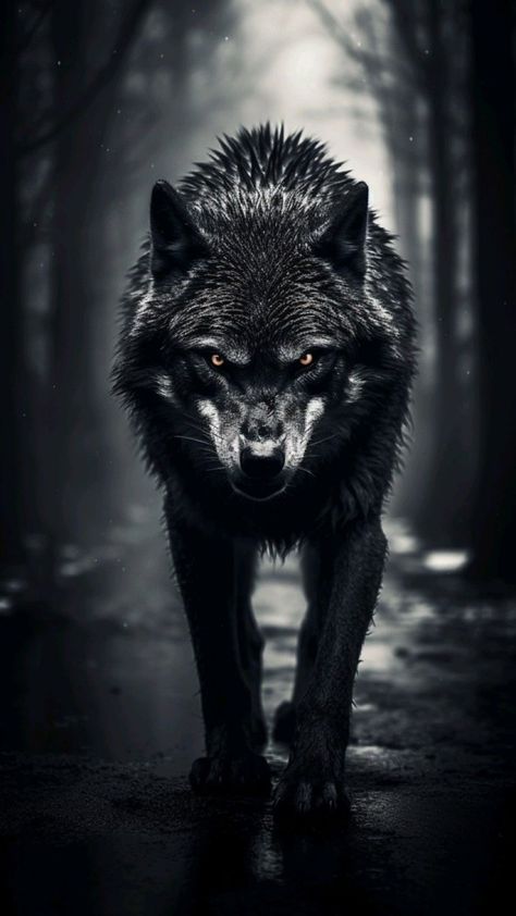 3d Wolf Wallpaper, Dark Wolf Wallpaper, Wallpaper Sigma, Black Wolf Aesthetic, Wolves Aesthetic, Sigma Wolf, Werewolf Tattoo, Wolf Walking, Shadow Wolf