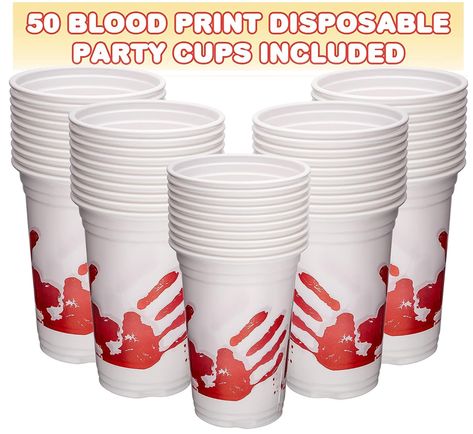 ArtCreativity Blood Print Halloween Party Plastic Cups, Set of 50, 10 oz Halloween Disposable Cups, Halloween Party Supplies and Drinking Decorations, For Juice, Soda, Punch, and More #commissionsearned Halloween Party Supplies, Printed Cups, Cups Set, Disposable Cups, Party Cups, Plastic Cups, Halloween Prints, Halloween Party, Juice