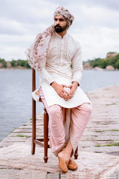 Embroidered Kurta & Dhoti Pant Set Marriage Dress For Men, Dhoti Pants For Men, India Fashion Men, Garba Outfit, Groom Dress Men, Wedding Outfits For Groom, Anushree Reddy, Couple Wedding Dress, Men's Ethnic Wear