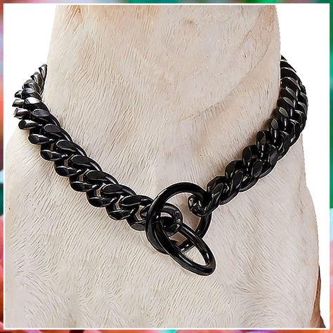 Durable Walking Dog Training Collar Black Strong Stainless Steel Cuban Link Chain Dog Chain Collar, Dog Chain, Walking Dog, Giant Breeds, Chain Collar, Training Collar, Martingale Collar, Collar Dog, Dog Training Collar