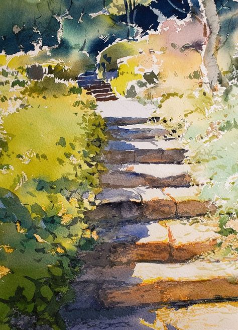 Outdoor Sketching, Painted Rock Garden, Plein Air Watercolor, Lighthouse Painting, Garden Watercolor, Air Painting, Lake Oswego, Watercolour Inspiration, Rock Garden Landscaping