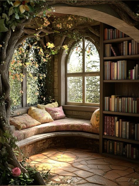 Reading Chair Lamp, Fairy Core Library, Fairytale Reading Corner, Cosy Book Nook, Forest Reading Nook, Cottage Core Reading Nook, Fantasy Reading Nook, Cottage Reading Nook, Cozy Book Room