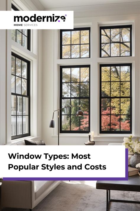 Take our quiz to find the 3 best types of windows for your home or compare 20 window styles, their pros and cons, pictures, and 2024 costs. Window Configurations, Types Of Windows Style Modern, Window Options Style, Angled Windows, Large Front Windows Exterior, Different Types Of Windows Style, European Style Windows, Window Mullion Styles, Large French Windows