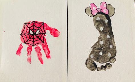 Minnie Mouse Handprint Art, Handmade Gifts From Kids, Apple Board, Print Crafts, Letter Crafts, Painted Ceramics, Finger Paint, Gifts From Kids, Handprint Crafts