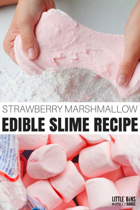 Need a taste safe slime recipe? Check out how we make slime with marshmallows and powdered sugar. Learn how to make edible marshmallow slime recipe and kids will think you are the coolest! Marshmallow slime without cornstarch is much tastier! Our newest collection of edible slimes will have kids smiling and they are totally borax free too! Marshmallow Slime Recipe, Edible Marshmallow Slime, Taste Safe Slime, Homemade Edible Slime, Safe Slime Recipe, Marshmallow Slime, Provocation Ideas, Chocolate Slime, Edible Slime Recipe