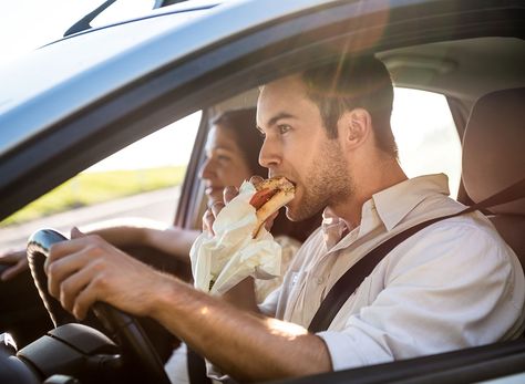 Here are the worst eating habits men may be more prone to as well as tips on how to reverse them, so you can start leading a healthy lifestyle today. Healthy Road Trip Snacks, Female Driver, Defensive Driving, One For The Road, Best Fast Food, Distracted Driving, Paul Hollywood, Road Trip Snacks, Road Warrior