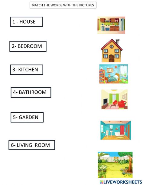 Parts Of The House Worksheet For Kids, House Worksheets For Kids, Parts Of The House Worksheet, My House Worksheet, My Home Worksheet For Kids, House Worksheet, Exercise For Children, Learn English Kid, Ingles Kids