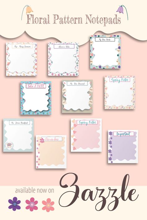 Add a touch of spring to your note-taking with our notepads featuring beautiful floral designs! These notepads are perfect for keeping track of your to-do lists, jotting down ideas, or sending a quick note to a friend. Order yours today from our Zazzle store and enjoy the beauty of spring all year round! Cute Notepad, Post It Notes, Floral Designs, Doodle Art, To Do List, Spring Flowers, Flower Patterns, Sign Poster, Wedding Stationery