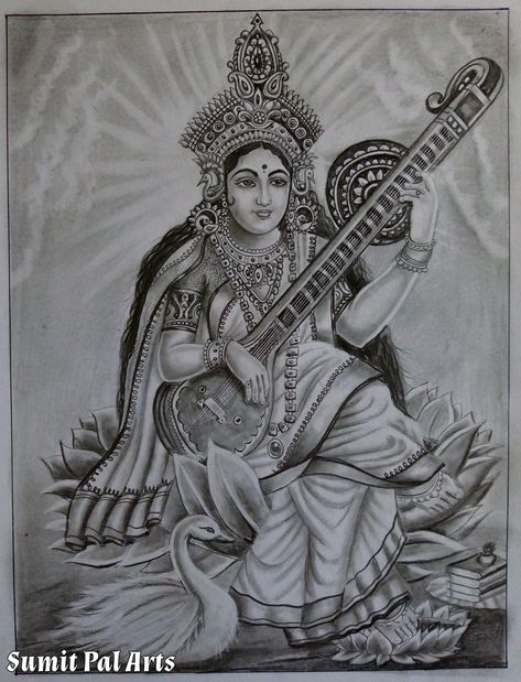 Sarswati Maa Sketch, Saraswati Pencil Sketch, Saraswati Maa Sketch, Saraswati Devi Sketch, Maa Saraswati Drawing Sketch, Sarswati Maa Drawings, Saraswati Sketch, Devi Drawing, Earth Art Drawing