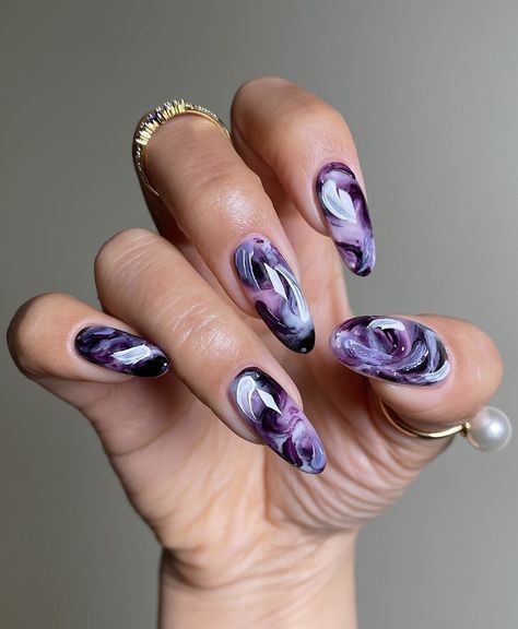 Punk Nails, Purple Nail Designs, Gel Nails Diy, Simple Gel Nails, Marble Nails, Gel Nail Designs, Dream Nails, Matte Nails, Purple Nails