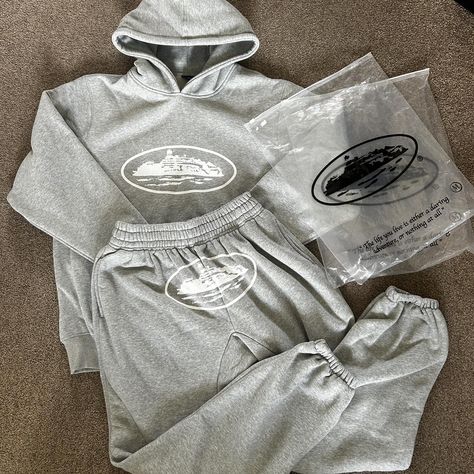 Brand new grey white on grey Corteiz crtz tracksuit... - Depop Corteiz Tracksuit, Kelvin Klein, Crtz Rtw, Fame Clothes, Sweat Suits Outfits, Grey Tracksuit, Tracksuit Outfit, Stylish Summer Outfits, Men Stylish Dress