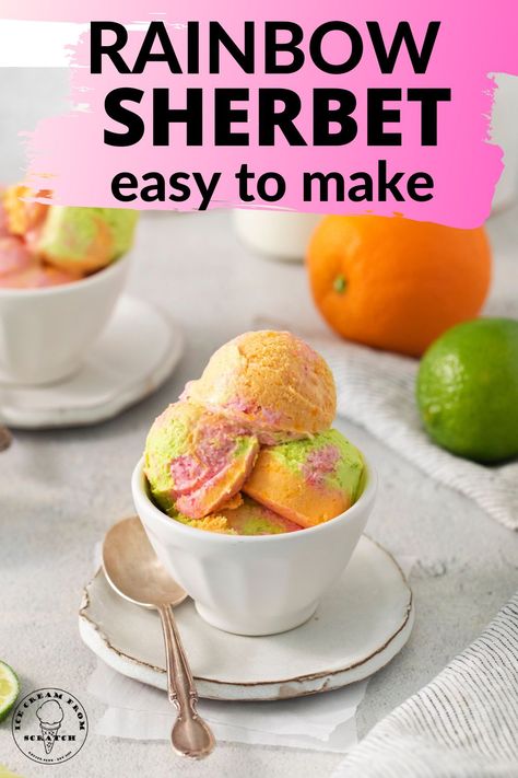 Kitchen Aid Ice Cream Recipes, Ice Cream From Scratch, Kitchen Aid Ice Cream, Homemade Sorbet, Sherbet Ice Cream, Sherbet Recipes, Frozen Treats Recipes, Ice Cream Recipes Machine, Sorbet Ice Cream