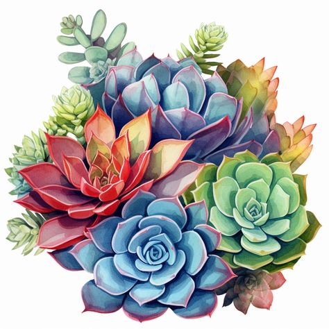 Cactus Flower Drawing, Succulent Art Drawing, Succulent Drawing, Hur Man Ritar Blommor, Cactus Flower Painting, Succulents Art, Succulent Watercolor, Succulent Images, Cactus Paintings