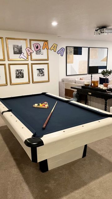 Rebekah Westover on Instagram: "Upcycled our old pool table. It wasn’t easy, but it was worth it 🙌🏻 . . . #upcycle #pooltable #modernpooltables #diy" Homemade Pool Table, Farmhouse Pool Table, Homemade Pool, Farmhouse Pool, Homemade Pools, Modern Pool Table, Pool Table Room, Table Room, Pool Table