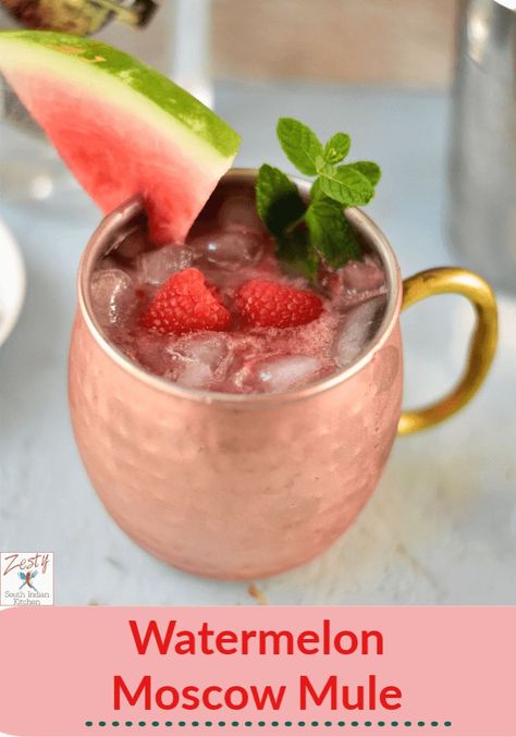 Delicious Watermelon Moscow Mule.  A refreshing takes on the classic mule made better with a fruity, watermelon and light lemon twist to take summer celebrations to the next level. #moscowmule #watermelon #vodka #summerdrinks Watermelon Moscow Mule, Fruity Moscow Mule Recipe, Watermelon Mule Recipe, Watermelon And Vodka Drinks, Summer Moscow Mule, Drinks With Watermelon Vodka, Watermelon Liquor Drinks, Watermelon Drinks With Alcohol Vodka, Watermelon Vodka Mixed Drinks