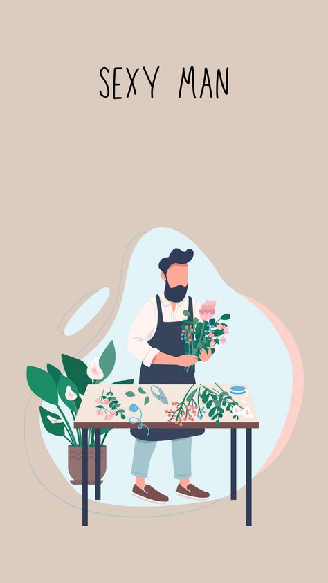 #wallpaper #illustration #aesthetic #love #selflove #woman #positive #florist #feminist Florist Illustration, Wallpaper Illustration, Man Sketch, Man Illustration, Man Wallpaper, Aesthetic Love, Flower Shop, Florist, Iphone Wallpaper