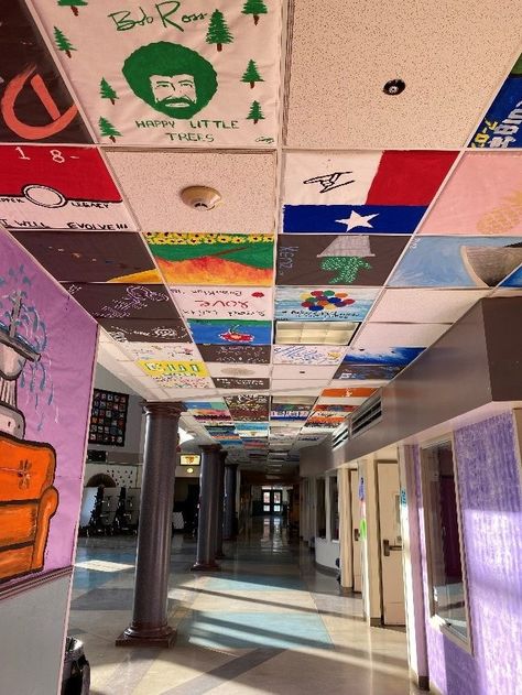 Ceiling Tiles Ideas Painting, Ceiling Tiles Art, Ceiling Tiles Painted, Tiles Painting, Tiles Art, Portfolio Shoot, Ap Studio Art, Roof Colors, Elementary Art Projects