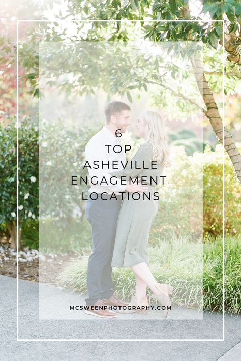 As Asheville Wedding Photographers we photograph most of our engagement sessions right here in the mountains. So we wanted to share our top Asheville Engagement Photo Locations and what we love about each. See more on our blog! Asheville Engagement Photos, Asheville Nc Elopement, Bachelorette Asheville Nc, Nc Mountain Engagement Photos, Downtown Asheville Nc, Engagement Photos Asheville Nc, Asheville Nc Wedding, Wedding Venues North Carolina, Asheville Nc