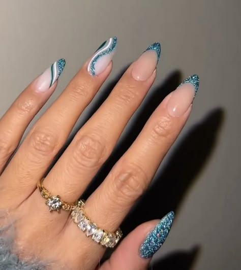 Sparkly Nails Acrylic, Blue Sparkly Nails, Sparkly Nail Designs, Hoco Nails, Plain Nails, Nails Design With Rhinestones, Festival Nails, Sparkly Nails, Gel Nail Designs