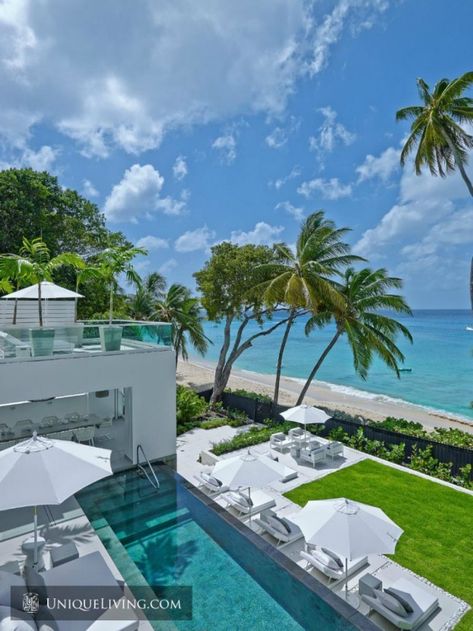 Avant-garde Luxury Beach Front Villa On Barbados 4 Beach Front Villa, Barbados Villas, Barbados Beaches, Caribbean Homes, Caribbean Luxury, Beachfront House, Beachfront Home, Beach House Style, Dream Beach