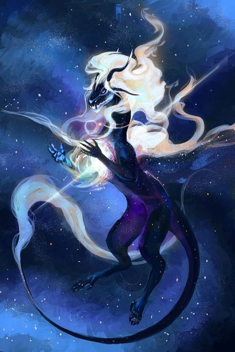 Galaxy Dragon Fantasy Art, Galaxy Creature, Cosmic Creature, Celestial Creatures, Space Dragon, Mythical Creatures Fantasy, Mystical Animals, Dragon Artwork Fantasy, Beast Creature