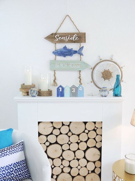 DIY Nautical and Coastal Decor - easy farmhouse craft projects to decorate your home, table, tiered tray or party space! #nauticaldecor #nauticaldiy #diy #crafts #coastaldecor #dollartree #farmhouse #nauticalfarmhouse #farmhousedecor #diyfarmhousedecor #dollartreediy #dollartreecrafts Coastal Farmhouse Table, Coastal Candle Holders, Nautical Farmhouse, Nautical Candle Holders, Farmhouse Party, Nautical Candles, Diy Nautical, Coastal Crafts, Beach Inspired Decor