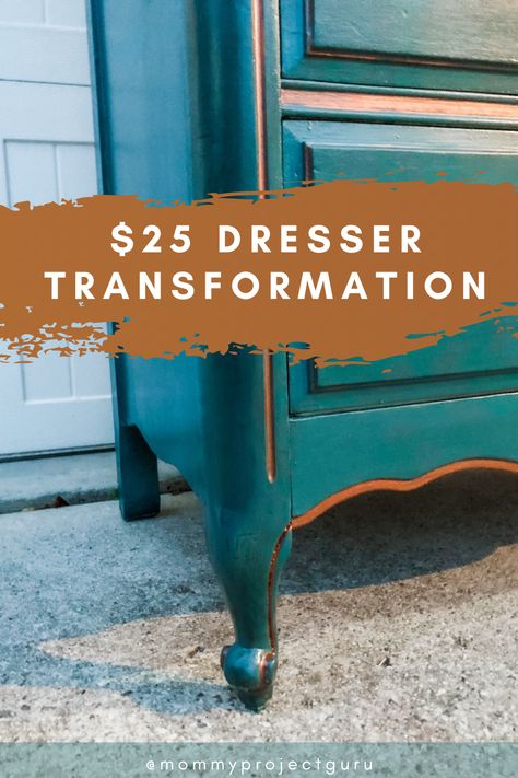 Re-Imagine an old dresser to bring it to life! And keep for yourself or make some $$, too! Upcycled Desk, Turquoise Dresser, Upcycle Desk, Teal Dresser, Teal And Copper, Copper Spray Paint, Copper Furniture, Dove Painting, Dresser Refinish