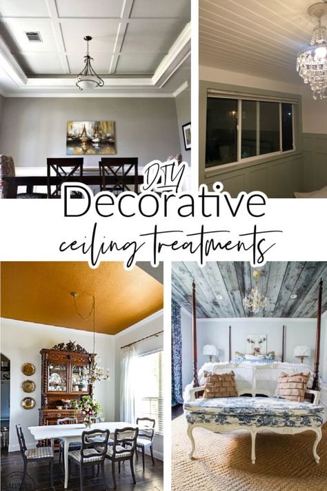 Popcorn Ceiling Makeover, Dining Room Ceiling Design, Diy Tile Backsplash, Ceiling Remodel, Covering Popcorn Ceiling, Ceiling Options, Basement Guest Rooms, Ceiling Finishes, Diy Window Treatments