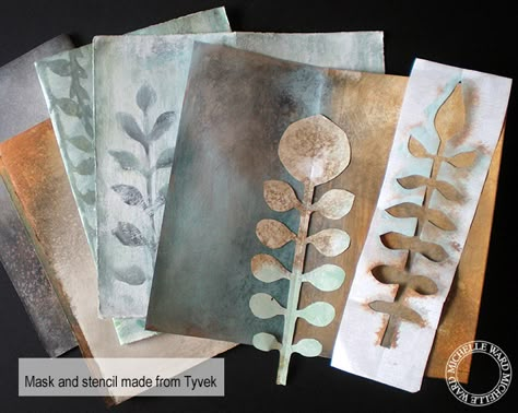 MW tyvekstencils2 Handprinted Fabric, Homemade Stencils, Make Your Own Stencils, Gelli Printing Art, Gelli Plate Art, Gelli Plate Printing, Gel Printing, Gelli Prints, Folding Origami