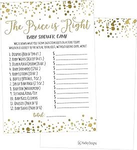 Hadley Designs 25 Gold Guess Baby Shower Game Ideas for Boys Girls Fun Party Activities Card Cute Best Gender Neutral Reveal Guessing Funny Question Bundle Pack for Couples Decorations Supplies Fun Party Activities, Gender Neutral Reveal, Baby Shower Game Ideas, Price Is Right Games, Funny Questions, Girls Fun, The Price Is Right, Price Is Right, Guessing Games