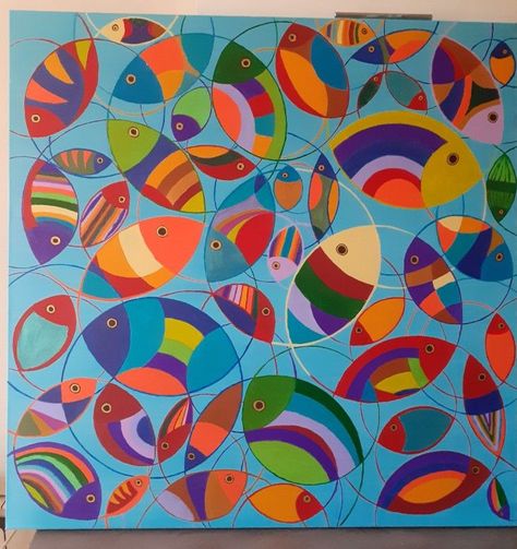 Collaborative Art Projects, Acrylic Art Projects, Kids Art Class, Collaborative Art, School Art Projects, Happy Paintings, Camping Art, Art Drawings For Kids, Art Workshop