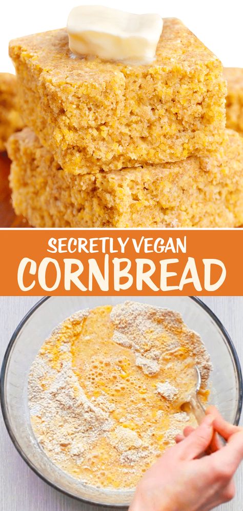 How To Make The Best Vegan Cornbread Recipe (Easy) Ella Vegan, Vegan Cornbread, Vegan Easter, Sweet Cornbread, Vegan Thanksgiving Recipes, Cornbread Recipe, Cake Vegan, Vegan Bread, Corn Bread Recipe