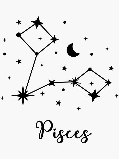 Pisces Constellation Tattoo Stars, Star Signs Personality, Virgo Drawings, Pisces Art Drawing, Pisces Star Constellation, Horoscope Aesthetic, Image Cricut, Pisces Color, Pisces Constellation Tattoo