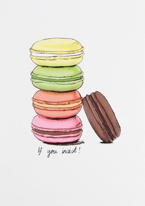 Macaroon - illustrated Cakes Drawing, Birthday Cards Unique, Cupcakes Wallpaper, Cake Stickers, Dessert Illustration, Watercolor Food, Bullet Journal Themes, Food Drawing, Funny Birthday Cards