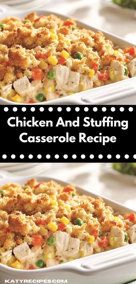 Looking for a delicious family dinner? This Chicken and Stuffing Casserole Recipe is a perfect blend of savory flavors and comforting textures. It's an easy casserole that brings everyone together for a satisfying meal. Casserole Recipes For Family, Casserole Recipes With Ground Beef, Chicken Stuffing Bake, Delicious Casserole Recipes, Stuffing Bake, Make Ahead Casseroles, Casserole Recipes For Dinner, Chicken Stuffing Casserole, Casseroles Recipes