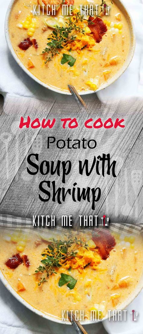 Potato Soup with Shrimp-Featured, RECIPES, Soups, Worldly Faves Try this Made Easy Healthy Diet recipe, We've got all the Healthy-friendly foods you need. #Featured Potato And Shrimp Soup, Potato Soup With Shrimp, Shrimp And Potato Chowder, Shrimp Potato Soup, Shrimp And Potato Soup, Carrot And Celery Soup, Shrimp Soup Recipes, Soup With Shrimp, Cajun Potatoes