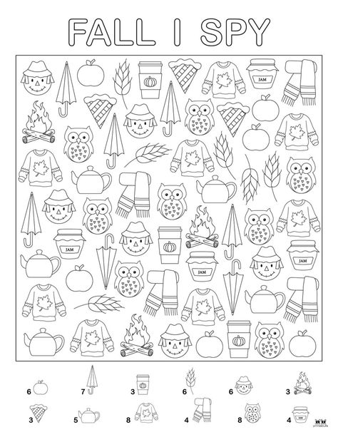 Celebrate and learn about the beautiful fall season with these fun Fall I Spy Printables. All pages can be printed from home. 100% FREE! Fall I Spy, Fall Worksheets, Fall Kindergarten, Pre Kindergarten, Fall Printables, Free Preschool, I Spy, Kindergarten Worksheets, Worksheets For Kids