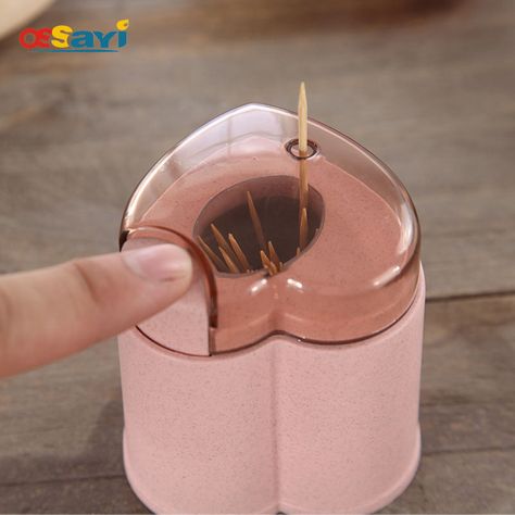 Wheat Straw Automatic Toothpick Holder Container European Style Home Decor Heart Shape Toothpick Storage Box Toothpick Dispenser Container Home Decor, Cheap Party Favors, Toothpick Dispenser, European Style Homes, Kawaii School Supplies, Cheap Party, Toothpick Holder, Wheat Straw, Container Home