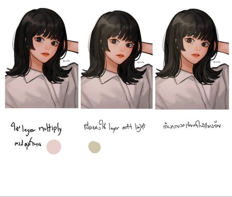 Black Hair Rendering Digital Art, Black Hair Coloring Tutorial Digital, Black Hair Color Palette Digital Art, Rendering Black Hair, Black Hair Rendering, Black Hair Color Palette, How To Render Black Hair, How To Color Black Hair Digital, Light Theory