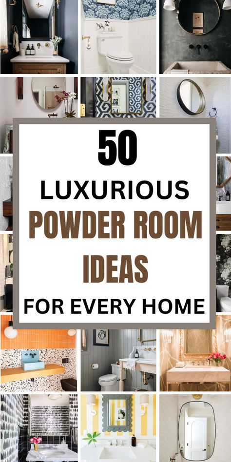 Transform your space with these powder room ideas! Discover creative ways to enhance your small powder room with elegant decor, chic wallpaper, and modern pedestal sinks. Perfect for creating a luxurious atmosphere, explore simple and budget-friendly options that suit your aesthetic. Click to see more and follow us for endless powder room inspiration and ideas! Luxury Half Bathroom Ideas, Powder Room Ideas Modern Luxury, Elegant Half Bathroom Ideas, Simple Powder Room Ideas, Small Powder Room Ideas Modern, Powder Room Ideas Pedestal Sink, Guest Half Bathroom Ideas, Elegant Powder Room Ideas, Half Bathroom Ideas Modern