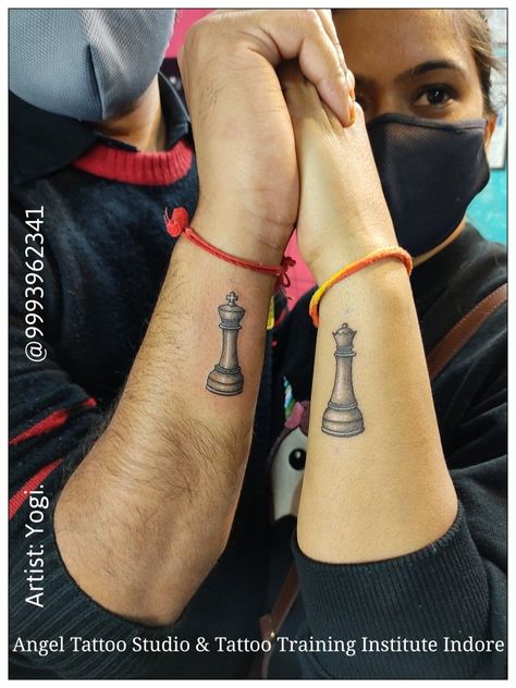 Couple Tattoo design |   couple tattoos year Chess Couple Tattoo, King Queen Chess Tattoo, Chess Tattoo Couple, King And Queen Chess Piece Tattoo Design, King And Queen Chess Piece Tattoo Couples, Queen Cheese Piece Tattoo, Queen And King Chess Piece Tattoo, Chess King And Queen Tattoo, King Queen Chess Piece Tattoo