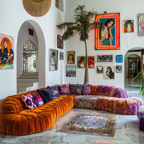 Eclectic Elegance: The Art-Filled Miami Oasis of Valentina Ross – MOTHER OF MESS Cool House Interior Dream Homes, Art Deco Room Ideas, Miami Inspired Decor, Miami Art Deco Apartment, Miami Appartement Aesthetic, Miami 80s Interior Design, 80s Miami Home Decor, Miami Style Decor, Miami Art Deco Interior