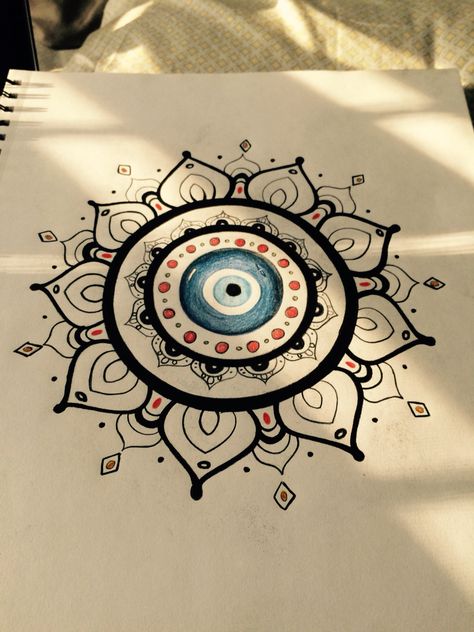 My evil eye drawing that I eventually want to get tattooed... #tattos Evil Eye Drawing, Evil Eye Mandala, Eye Mandala, Evil Eye Tattoo, Evil Eye Art, Eye Illustration, Eye Sketch, Image Notes, Eye Tattoo