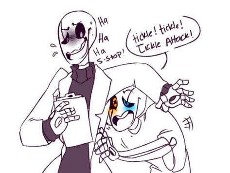 Swap:tickles Wingdings*tickle! Tickle! Tickle! Tickle!  Wingdings:laughing*s-stop! Credit goes to Bunnymuse on tumblr.(photos are not mine) Swap Gaster, Gaster Gang, Black Butler Comics, W.d Gaster, Mlp Cutie Marks, Undertale Gaster, Undertale Comic Funny, Undertale Sans, Undertale Funny