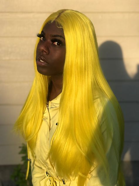 Yellow Hair Color, Front Hair, Yellow Hair, Yellow Lace, Bright Yellow, Style Ideas, Lace Front, Lookbook, Hair Color