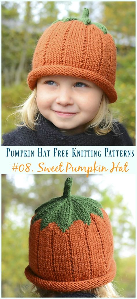 Sweet Pumpkin Hat Knitting Free Pattern - #Pumpkin; #Hat; Free #Knitting; Patterns Pumpkin Knit Hat, Pumpkin Hat Knitting Pattern, Knitted Pumpkin Hat Free Pattern, Pumpkin Hats For Kids, Knit Pumpkin Hat, Free Knit Patterns, Pumpkin Hat Pattern, Baby Pumpkin Hat, Knitting Patterns For Babies